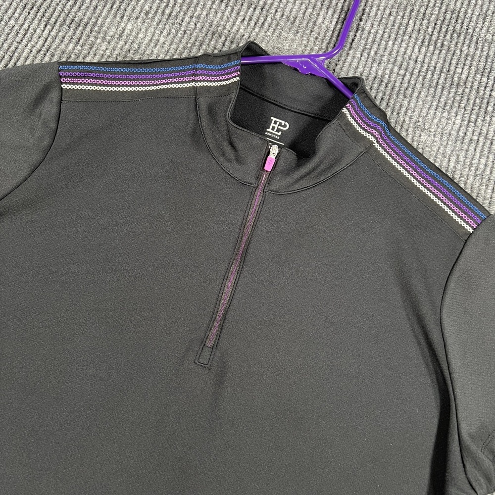 EP New York 1/4 Zip Pullover Shirt Womens XL Black Short Sleeve Golf Active